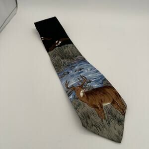Puritan Special Edition Neck Tie Mens Deer Stream Eagle Wildlife 100% Polyester